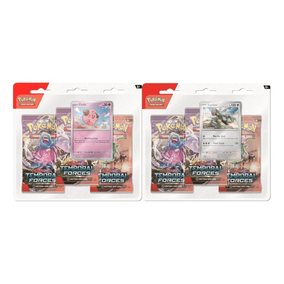 Pokemon Scarlet and Violet Temporal Forces 3 Pack Blister Combo (Set of 2) - Cleffa + Cyclizar