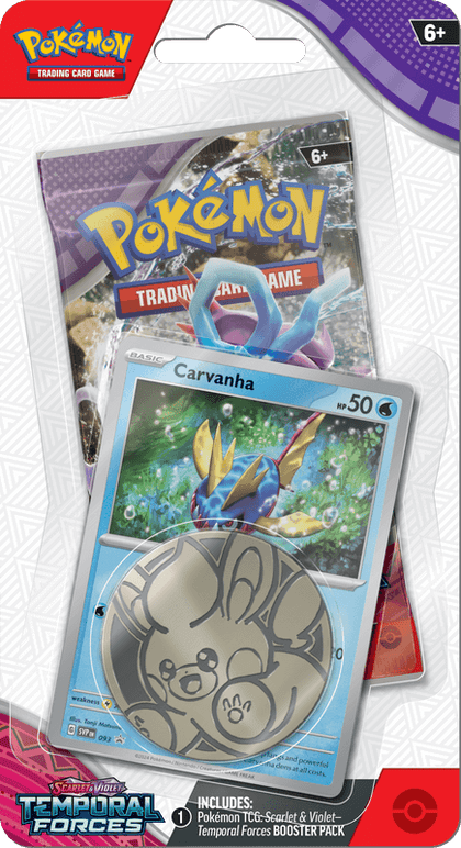 Pokemon Scarlet and Violet Temporal Forces Checklane Blister - Carvanha - Collector's Avenue