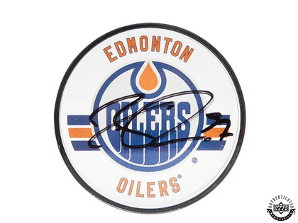 Connor McDavid Autographed Edmonton Oilers Acrylic Hockey Puck "Upper Deck UDA"