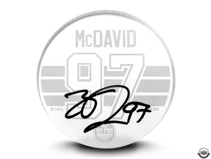 Connor McDavid Autographed Sand Carved Clear Crystal Hockey Puck "Upper Deck UDA"