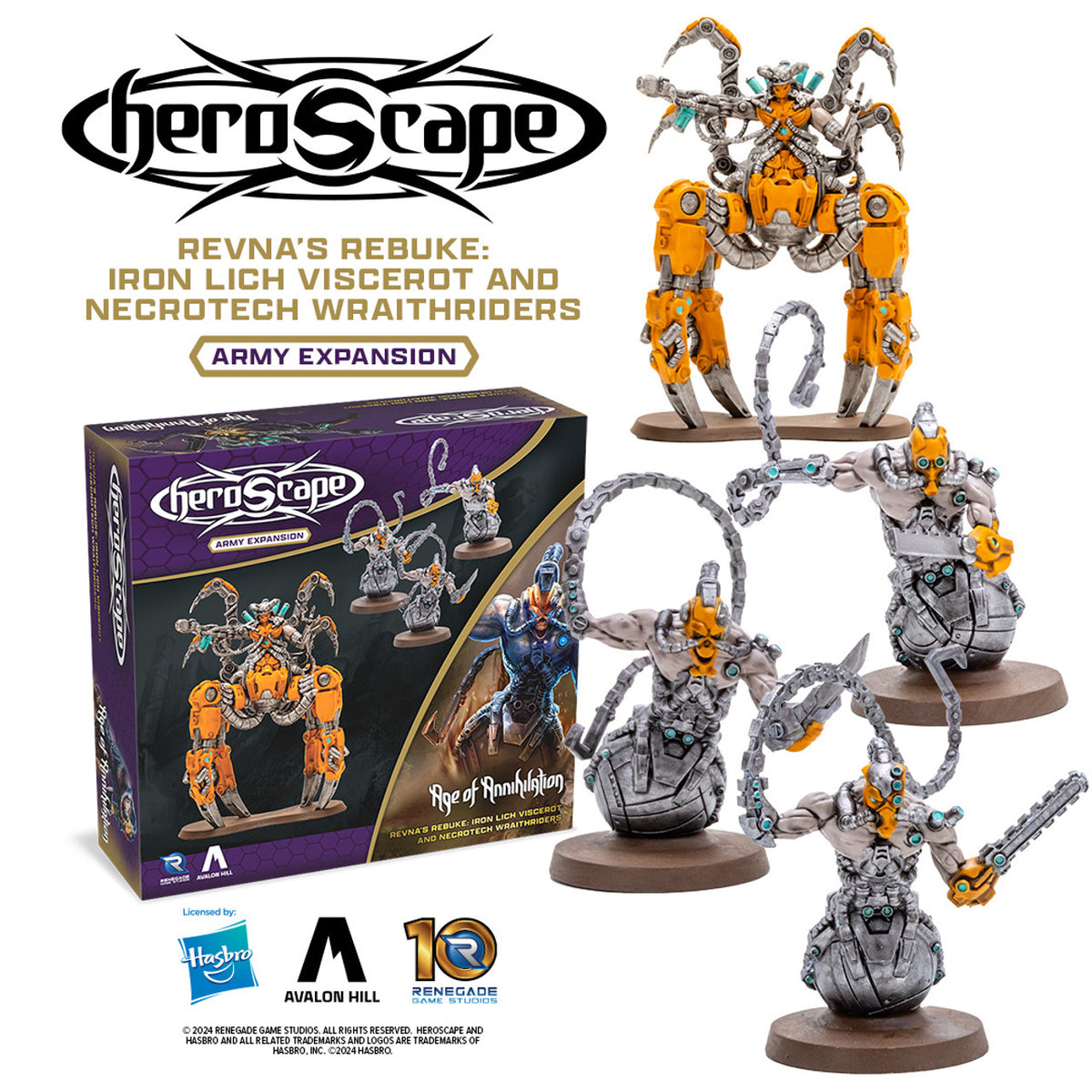 Heroscape Revna's Rebuke Iron Lich Viscerot And Necrotech Wraithriders Army Expansion - Collector's Avenue