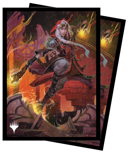 MTG Magic The Gathering Dominaria United 100ct Deck Protector sleeves V3 featuring Borderless Planeswalker Jaya, Fiery Negotiator - Collector's Avenue