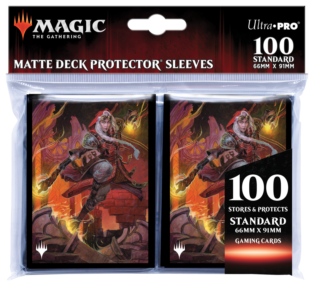 MTG Magic The Gathering Dominaria United 100ct Deck Protector sleeves V3 featuring Borderless Planeswalker Jaya, Fiery Negotiator - Collector's Avenue