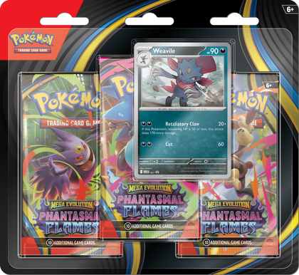 Pokemon - Mega Evolution - Phantasmal Flames - 3 Pack Blister - Weavile