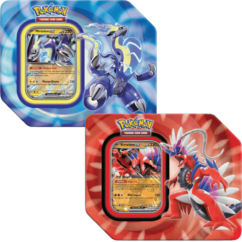 Pokemon Paldea Legends Tin - Set of 2 - (Koraidon ex + Miraidon ex) - Collector's Avenue