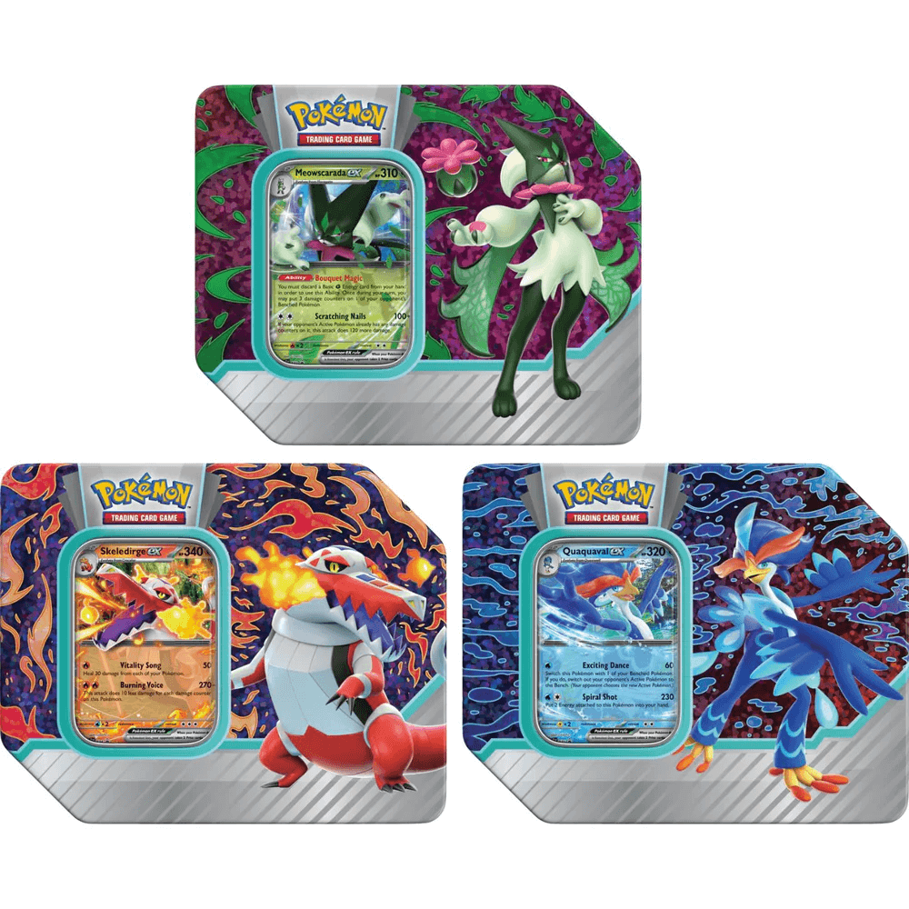 Pokemon Paldea Partners Tins - Set of 3 ( Meowscarada, Skeledirge, Quaquaval ) - Collector's Avenue