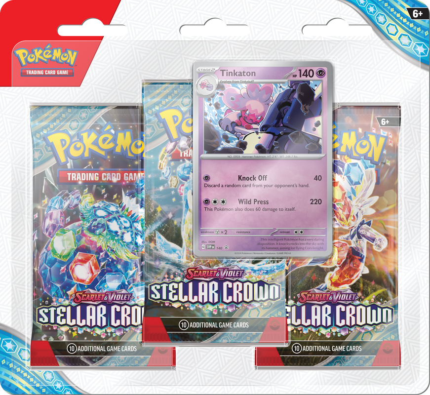 Pokemon Scarlet and Violet - Stellar Crown - 3 Pack Blister - Tinkaton - Collector's Avenue