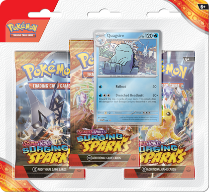 Pokemon Scarlet and Violet - Surging Sparks - 3 Pack Blister - Quagsire