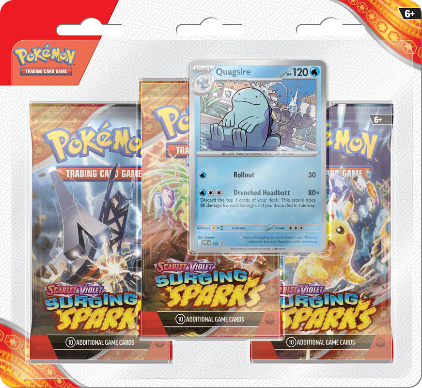 Pokemon Scarlet and Violet - Surging Sparks - 3 Pack Blister - Quagsire