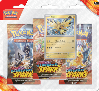 Pokemon Scarlet and Violet - Surging Sparks - 3 Pack Blister - Zapdos