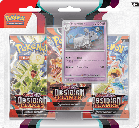 Pokemon Scarlet and Violet Obsidian Flames 3 Pack Blister - Houndstone - Collector's Avenue