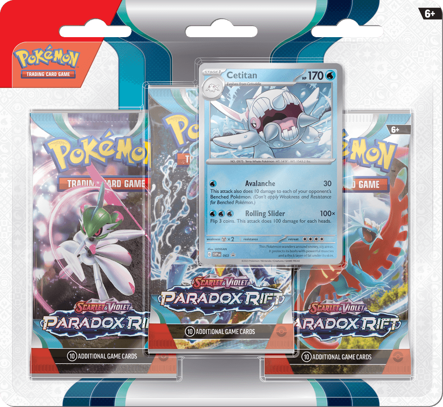 Pokemon Scarlet and Violet Paradox Rift 3 Pack Blister - Cetitan - Collector's Avenue
