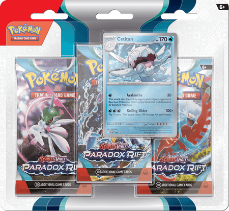 Pokemon Scarlet and Violet Paradox Rift 3 Pack Blister - Cetitan - Collector's Avenue