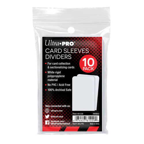 Ultra PRO Semi-Rigid White Card Deck Dividers Pack (10ct) - Collector's Avenue