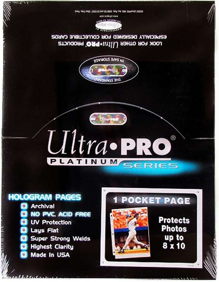 Ultra Pro Platinum Series 1-Pocket Pages 8"x10" (100 Count Box) - Collector's Avenue