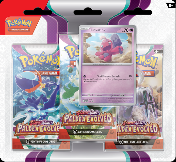 Pokemon Scarlet & Violet Paldea Evolved 3 Pack Blister Tinkatink