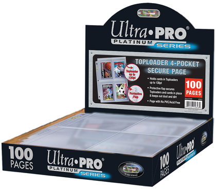 Ultra PRO Premium Series 4-Pocket Secure Pages for Toploaders (100 Count Box)