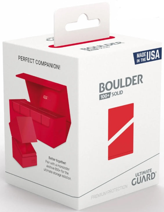 Ultimate Guard Boulder 100+ Deck Box Case - Solid Red