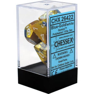 Chessex Dice Gemini Polyhedral 7-Die Set Blue-Gold/White (CHX 26422) - Collector's Avenue