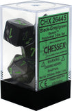 Chessex Dice Gemini Polyhedral 7-Die Set Black-Grey/Green (CHX 26445) - Collector's Avenue