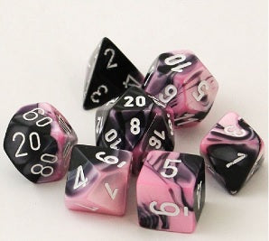 Chessex Dice Gemini Polyhedral 7-Die Set Black-Pink/White (CHX 26430) - Collector's Avenue