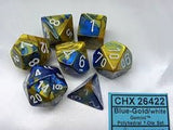 Chessex Dice Gemini Polyhedral 7-Die Set Blue-Gold/White (CHX 26422) - Collector's Avenue