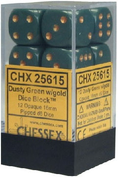 Chessex Dice Opaque Dusty Green/Copper 12 d6 (CHX 25615) - Collector's Avenue