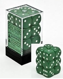 Chessex Dice Opaque Green/White 12 d6 (CHX 25605) - Collector's Avenue