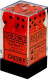 Chessex Dice Opaque Orange/Black 12 d6 (CHX 25603) - Collector's Avenue