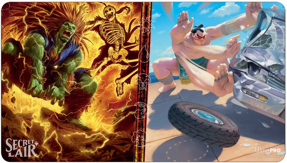 Mtg Magic The Gathering Ultra Secret Lair Street Fighter Playmat - Blanka vs E. Honda - Collector's Avenue