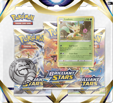 Pokemon Sword and Shield Brilliant Stars 3 Pack Blister - Leafeon - Collector's Avenue