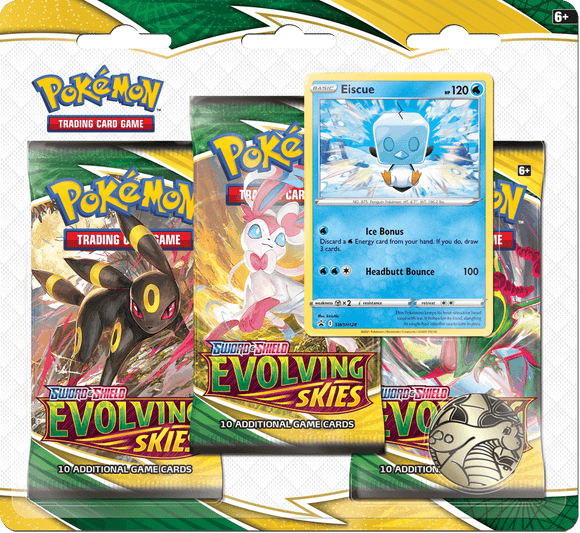 Pokemon Sword and Shield Evolving Skies Eiscue 3 Pack Blister - Collector's Avenue
