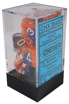 Chessex Dice Gemini Polyhedral 7-Die Set Blue-Orange/White (CHX 26452) - Collector's Avenue