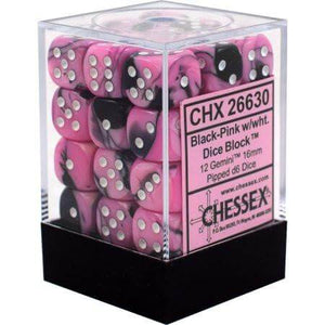 Chessex Dice Gemini Black-Pink and White - Set of 36 D6 (CHX 26830) - Collector's Avenue