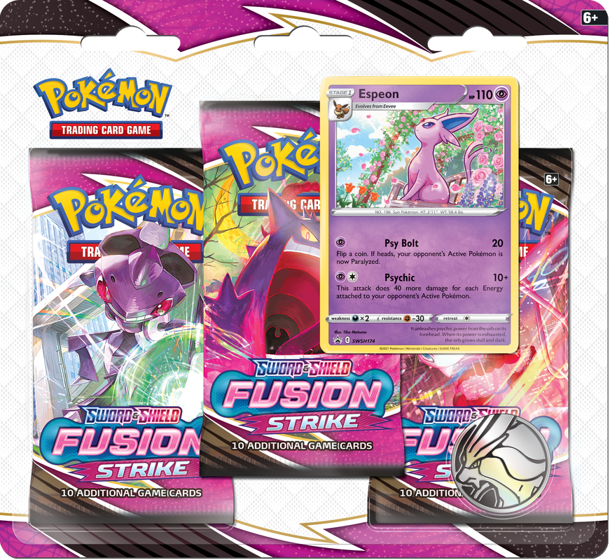 Pokemon Sword and Shield Fusion Strike Espeon 3 Pack Blister - Collector's Avenue