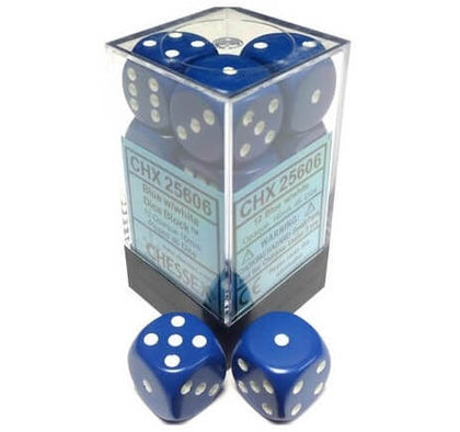 Chessex Dice Opaque Blue/White 12 d6 (CHX 25606) - Collector's Avenue