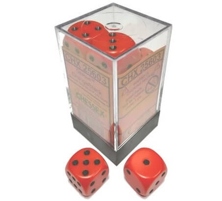 Chessex Dice Opaque Orange/Black 12 d6 (CHX 25603) - Collector's Avenue